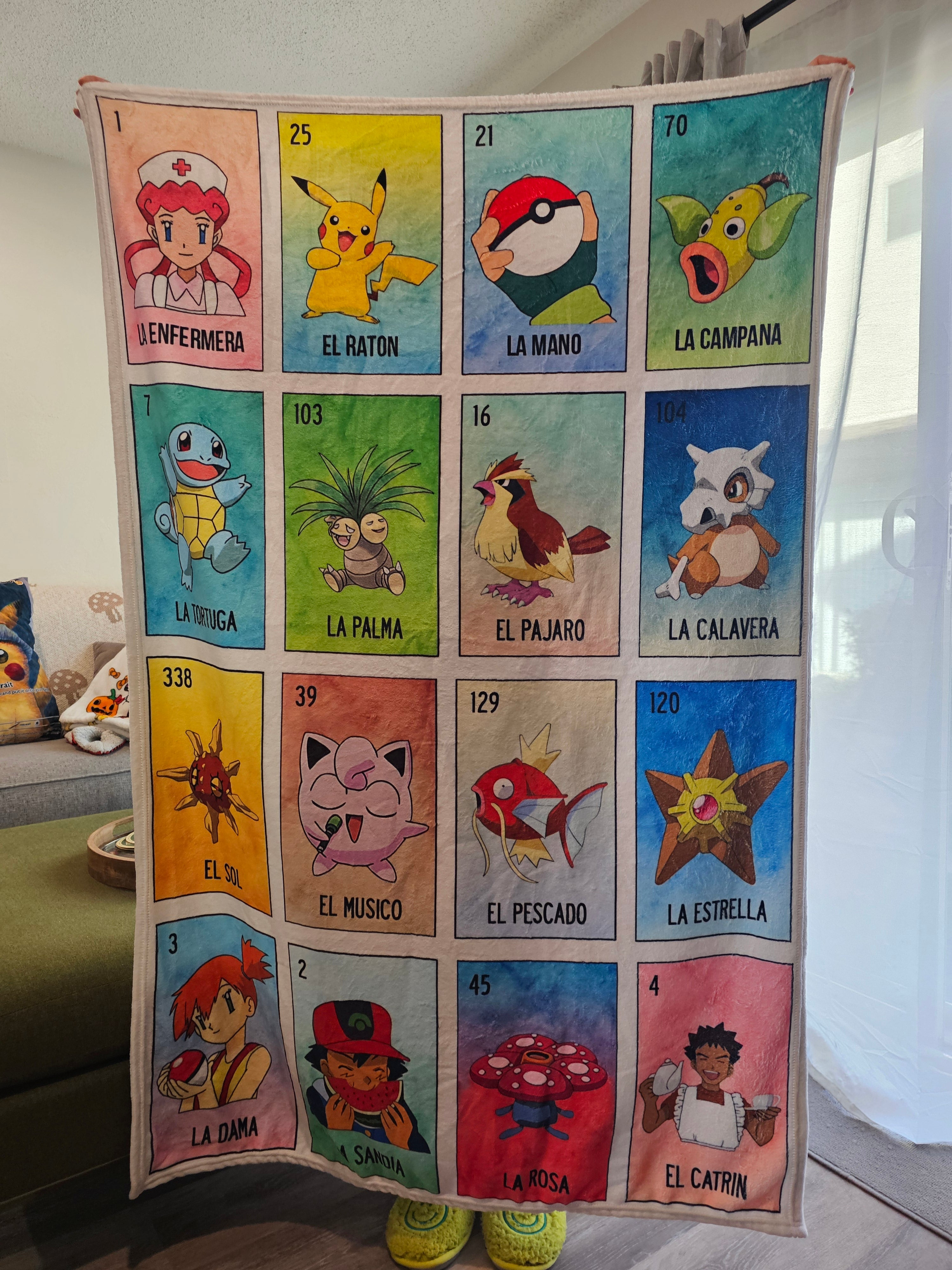 Pokémon Loteria Blanket. 39 Inches X 59 Inches. Warm And Comfy.