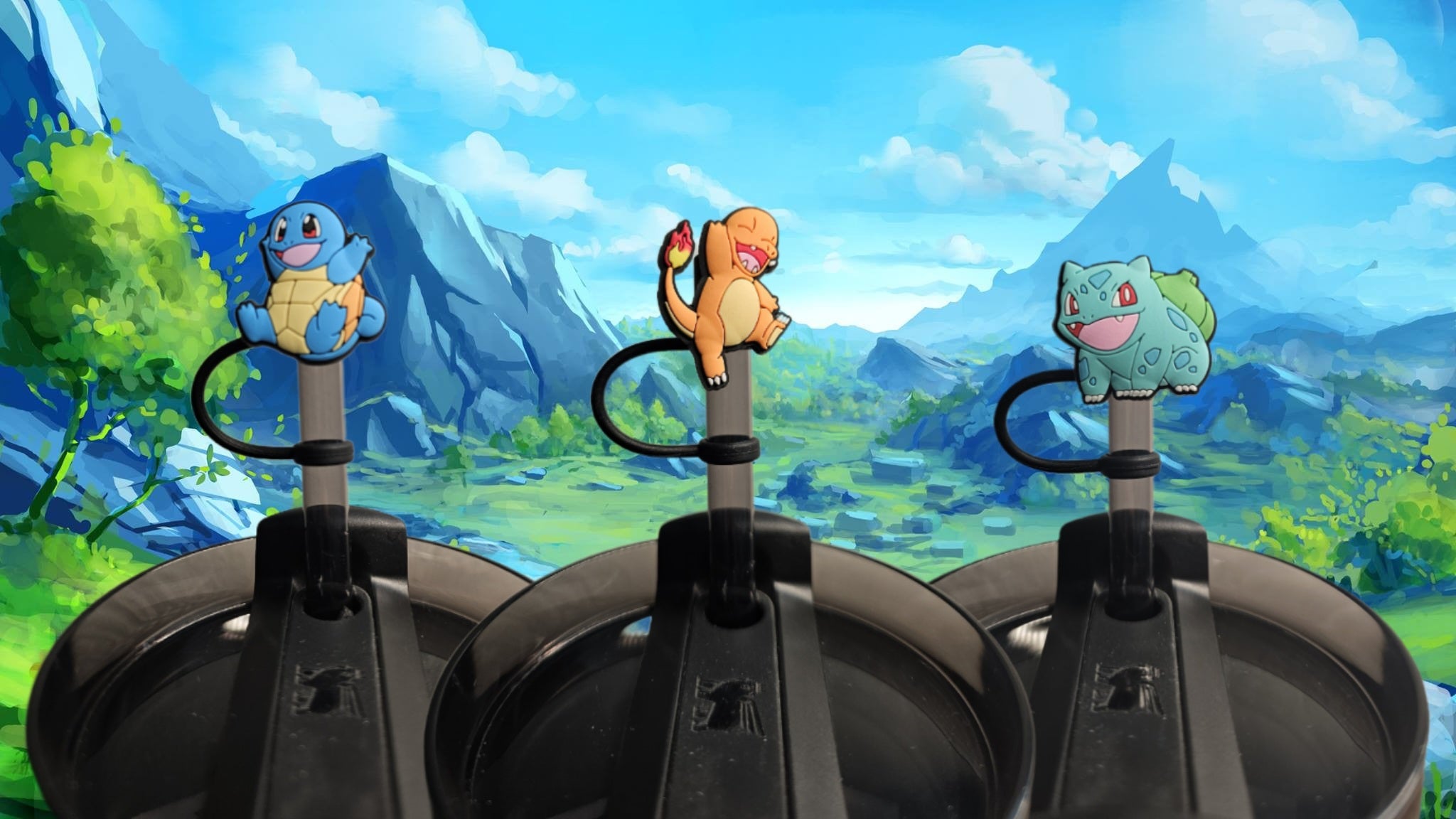 Pokémon Straw Toppers. 10mm Straw Opening. 3 Pack.