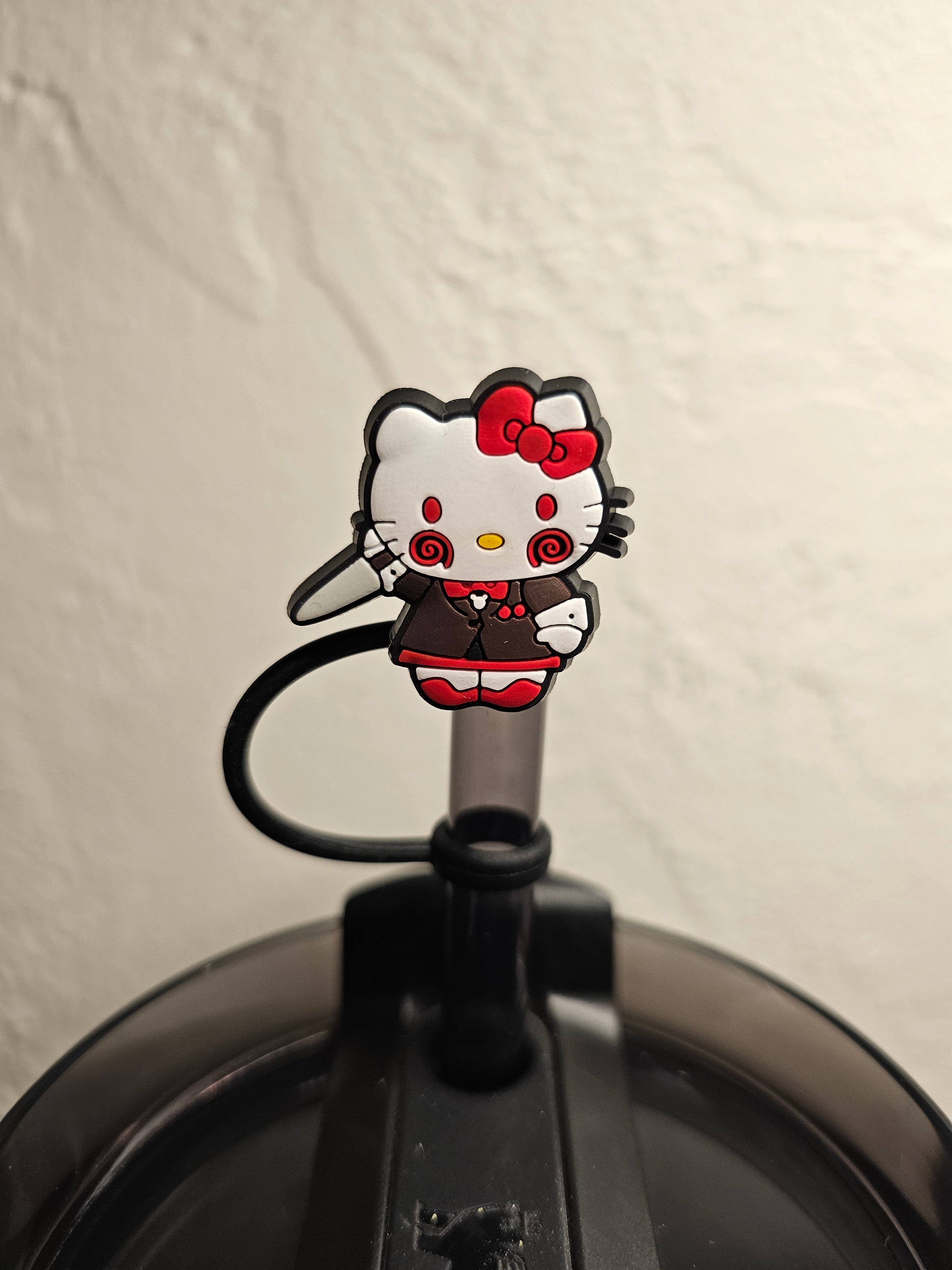 Hello Kitty Horror Movie Straw Toppers. 10mm Straw Opening. 5 Pack.