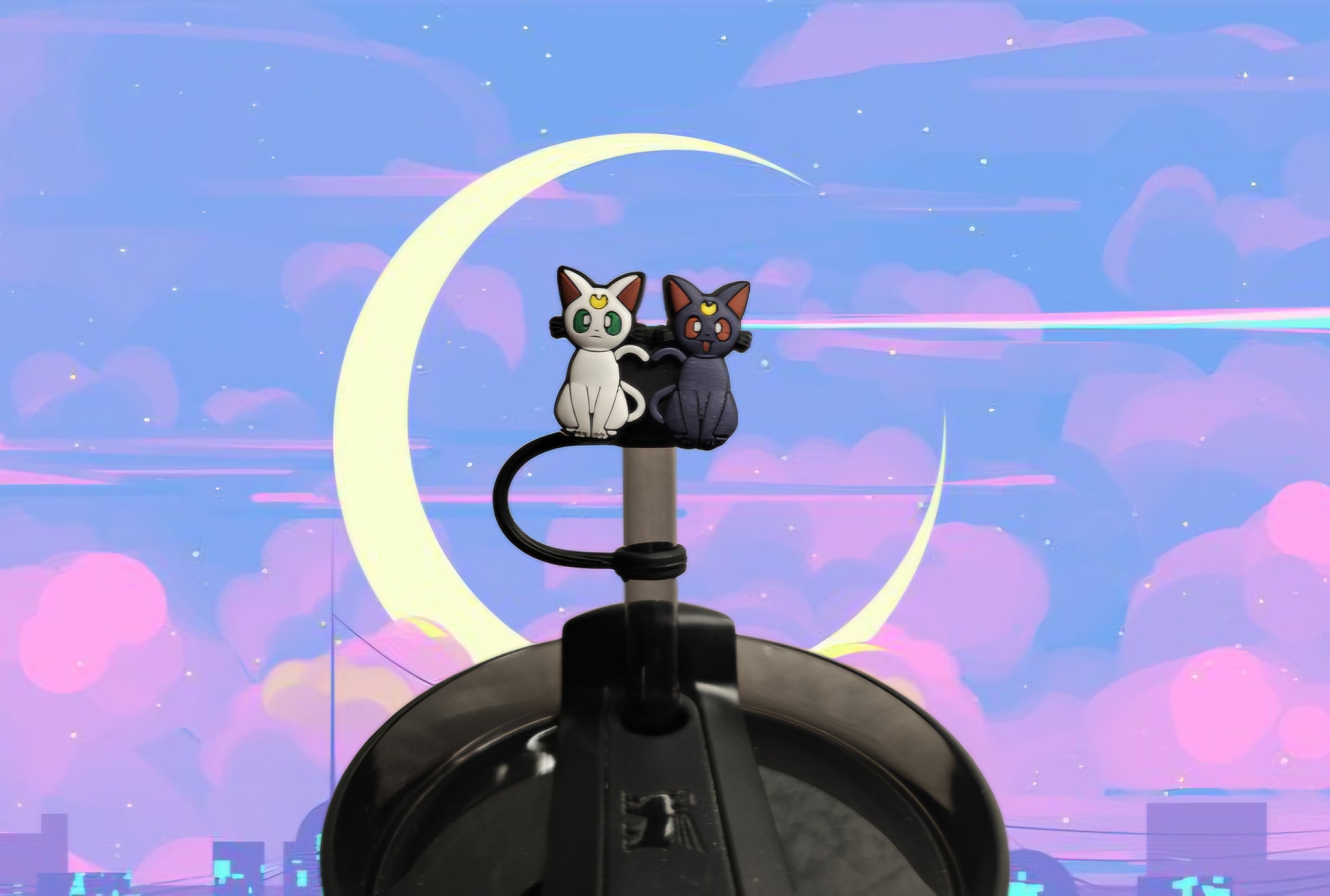 Sailor Moon Artemis Luna Kawaii Straw Topper. 10mm Straw Opening.