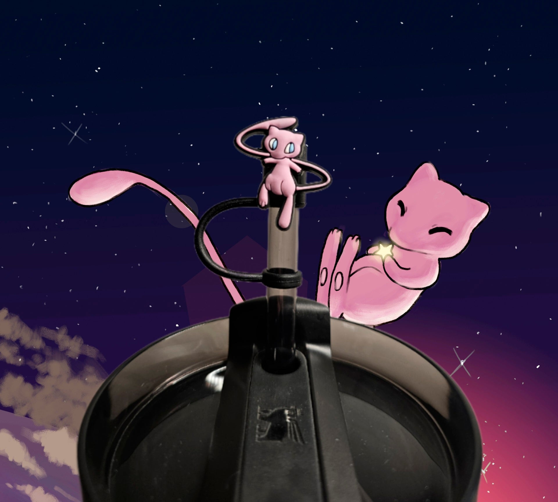 Pokémon Mew Straw Topper. 10mm Straw Opening.