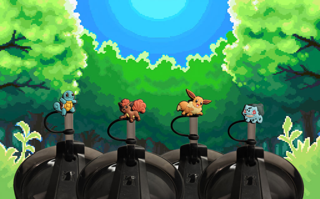 Pokémon Straw Toppers. 10mm Straw Opening. 4 Pack.