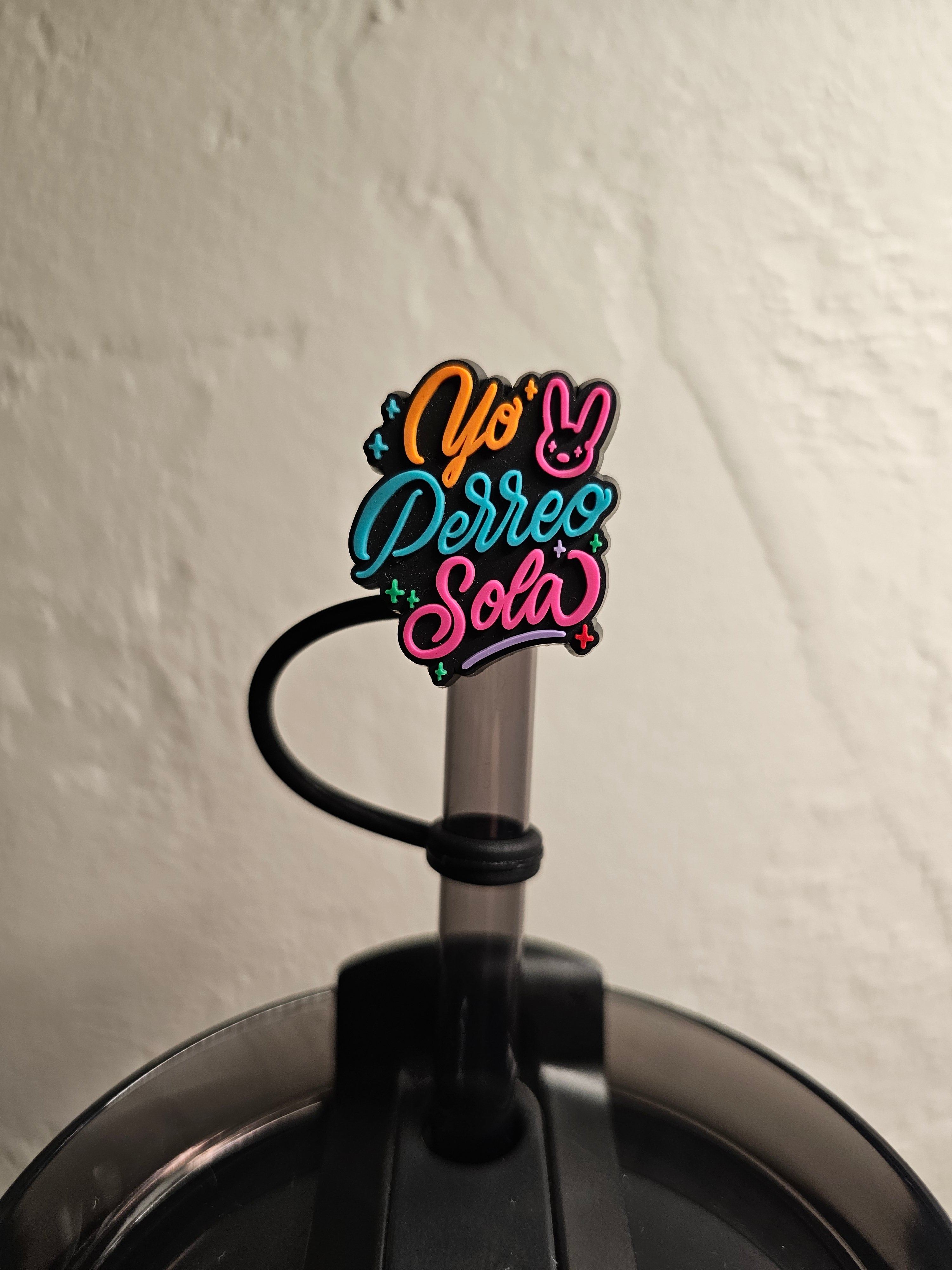 Bad Bunny Straw Toppers. 10mm Straw Opening. 2 Pack.