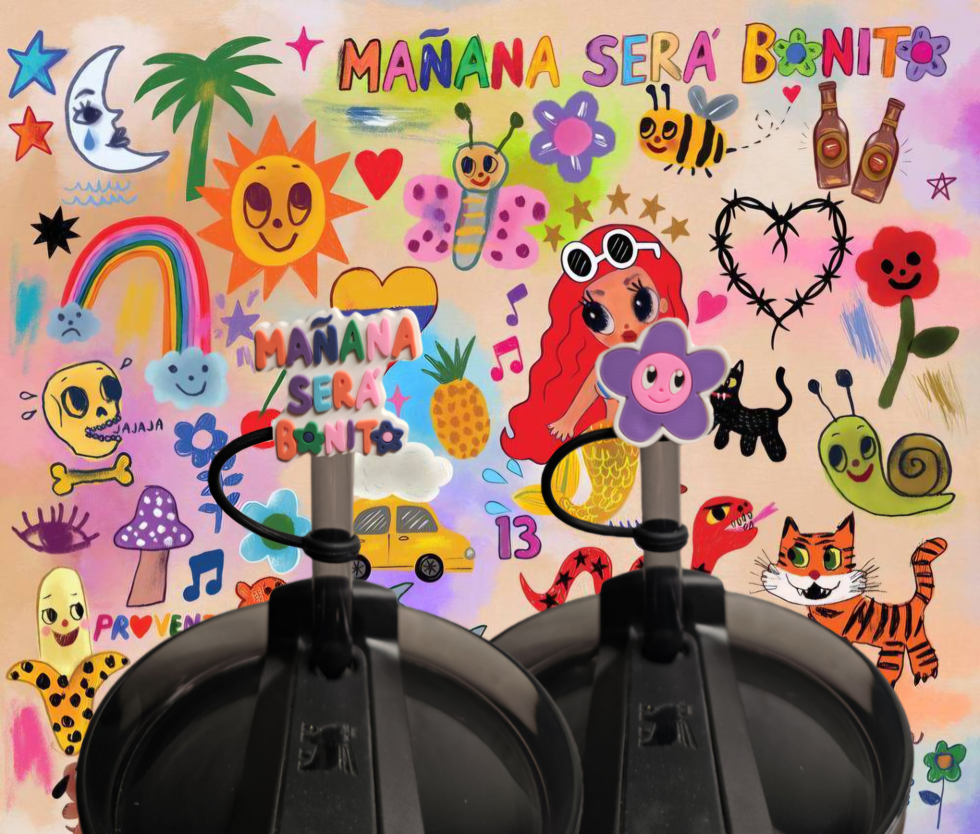 Karol G Straw Toppers. 10mm Straw Opening. 2 Pack.