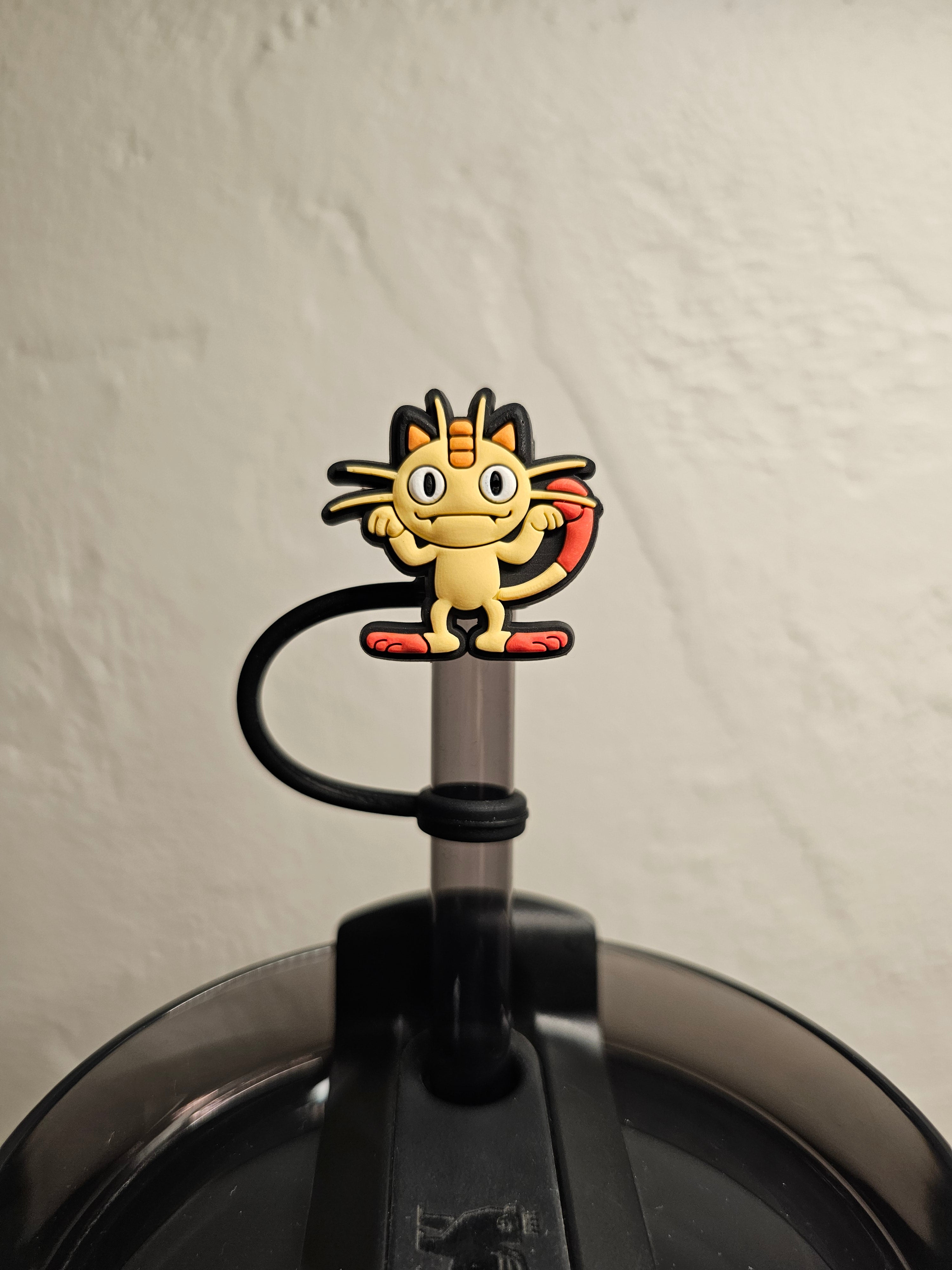 Pokémon Meowth Straw Topper. 10mm Straw Opening.
