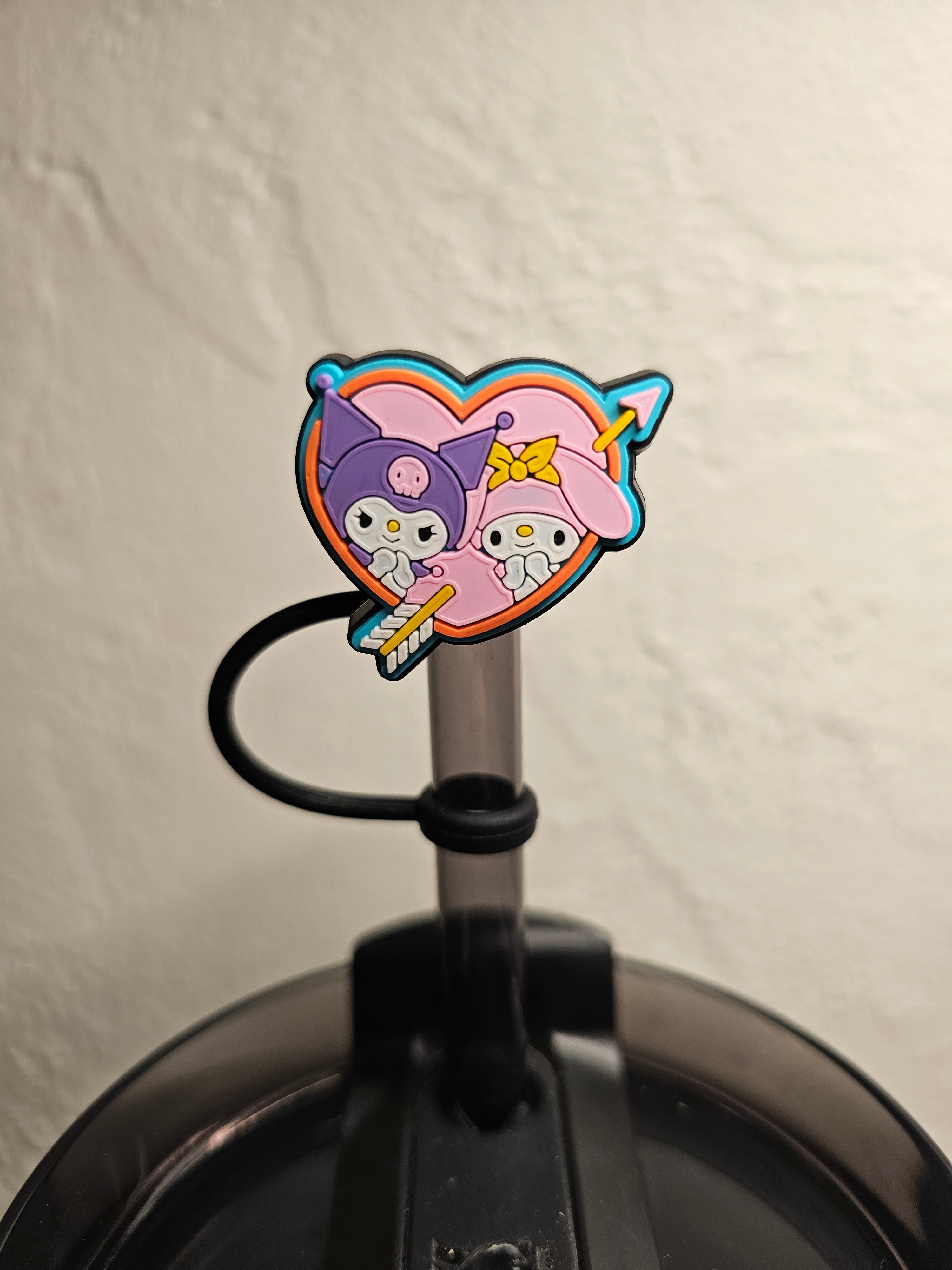 Kuromi Kawaii Straw Toppers. 10mm Straw Opening. 5 Pack.