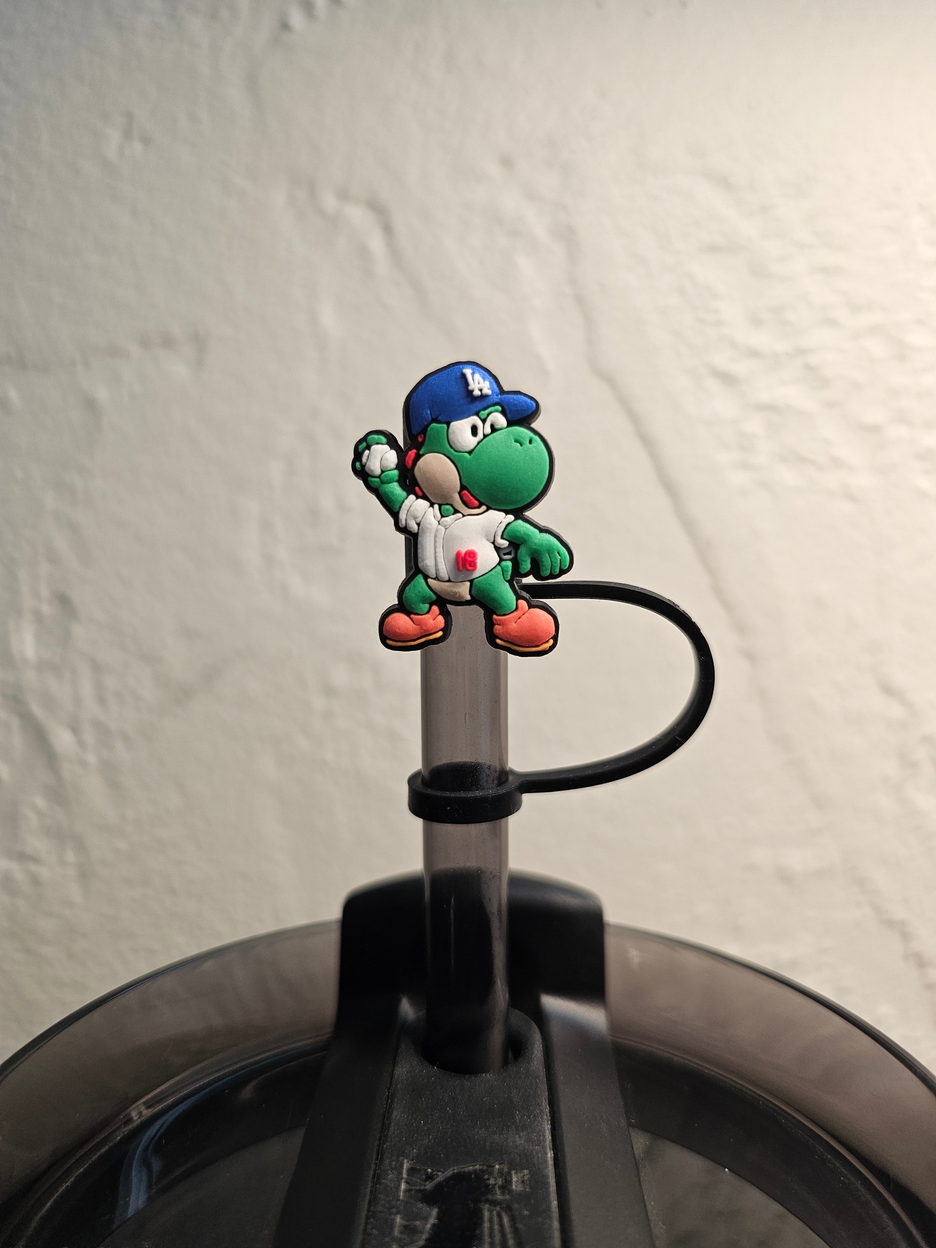 Los Angeles Dodgers Super Mario Yoshi Straw Topper. 10mm Straw Opening.