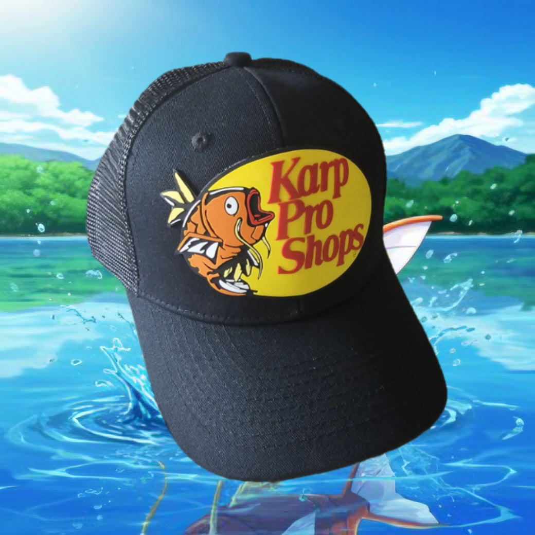 Pokémon "Karp Pro Shops" PVC Patch Trucker Hat.