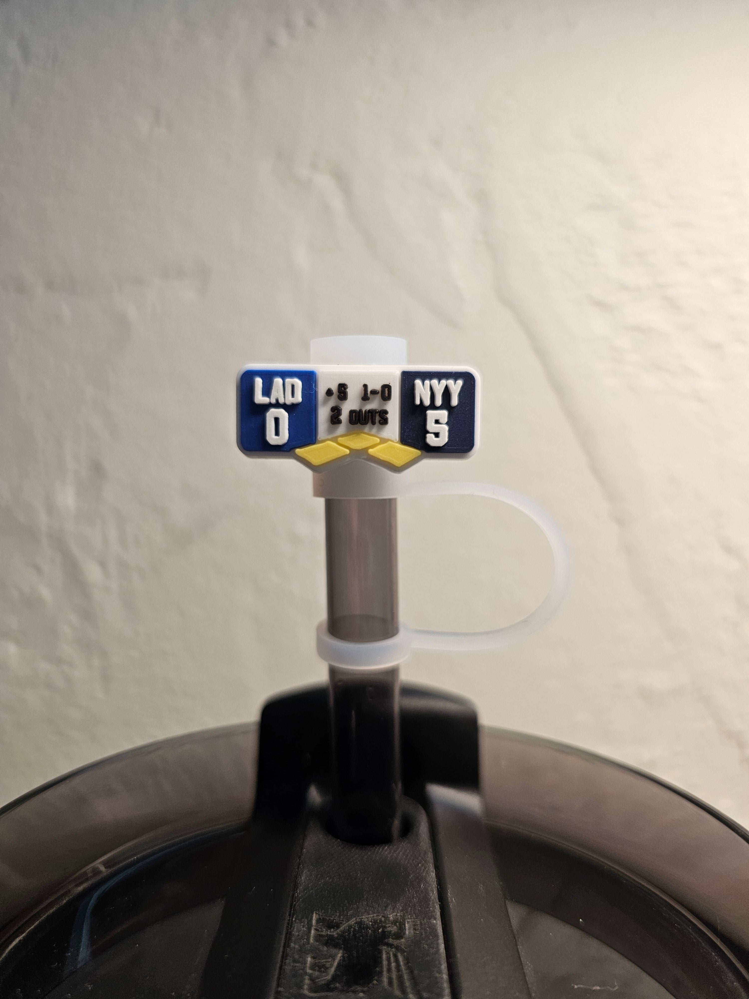 Los Angeles Dodgers World Series Scoreboard Straw Topper. 10mm Straw Opening. 2 Pack.