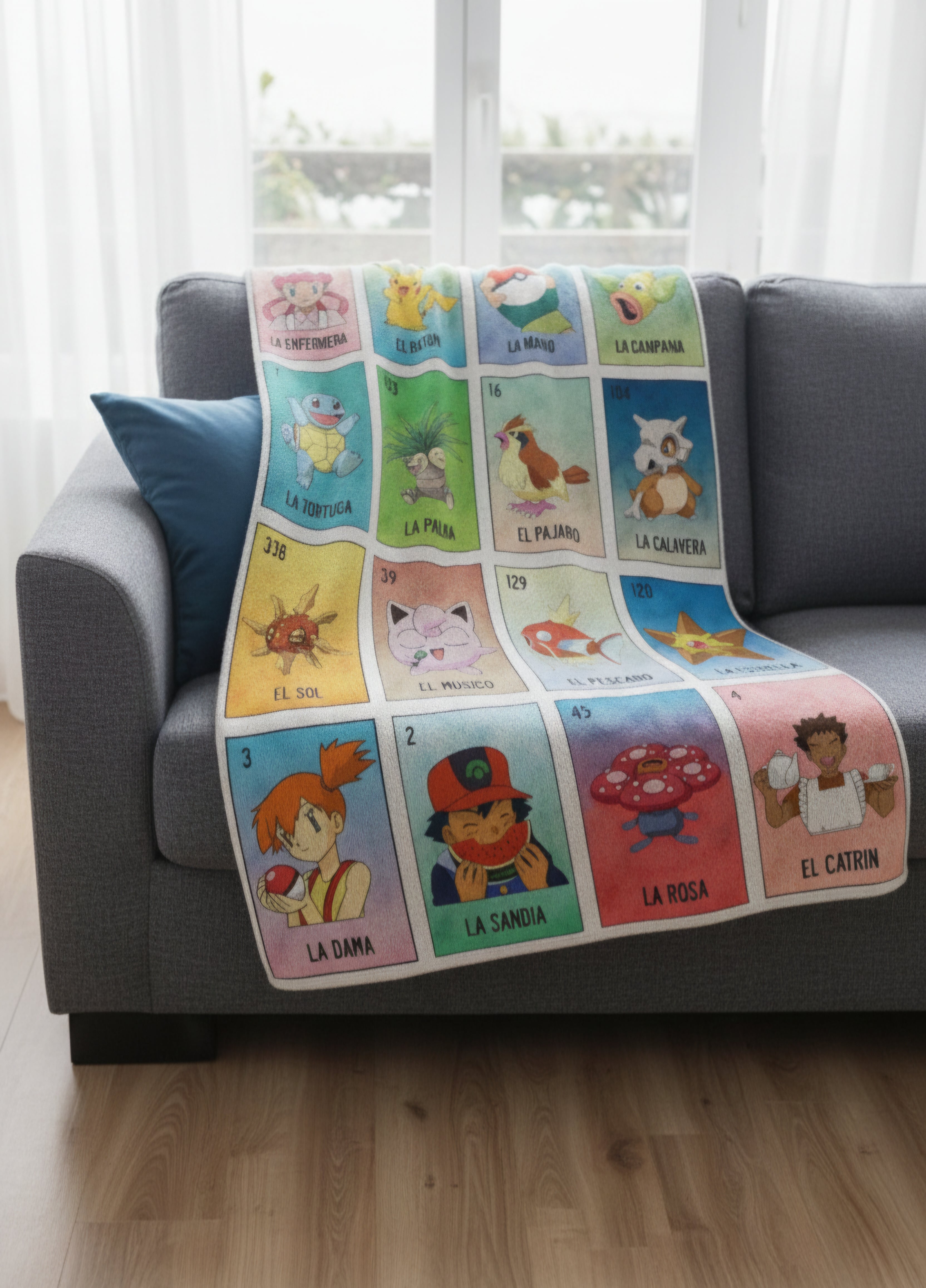 Pokémon Loteria Blanket. 39 Inches X 59 Inches. Warm And Comfy.