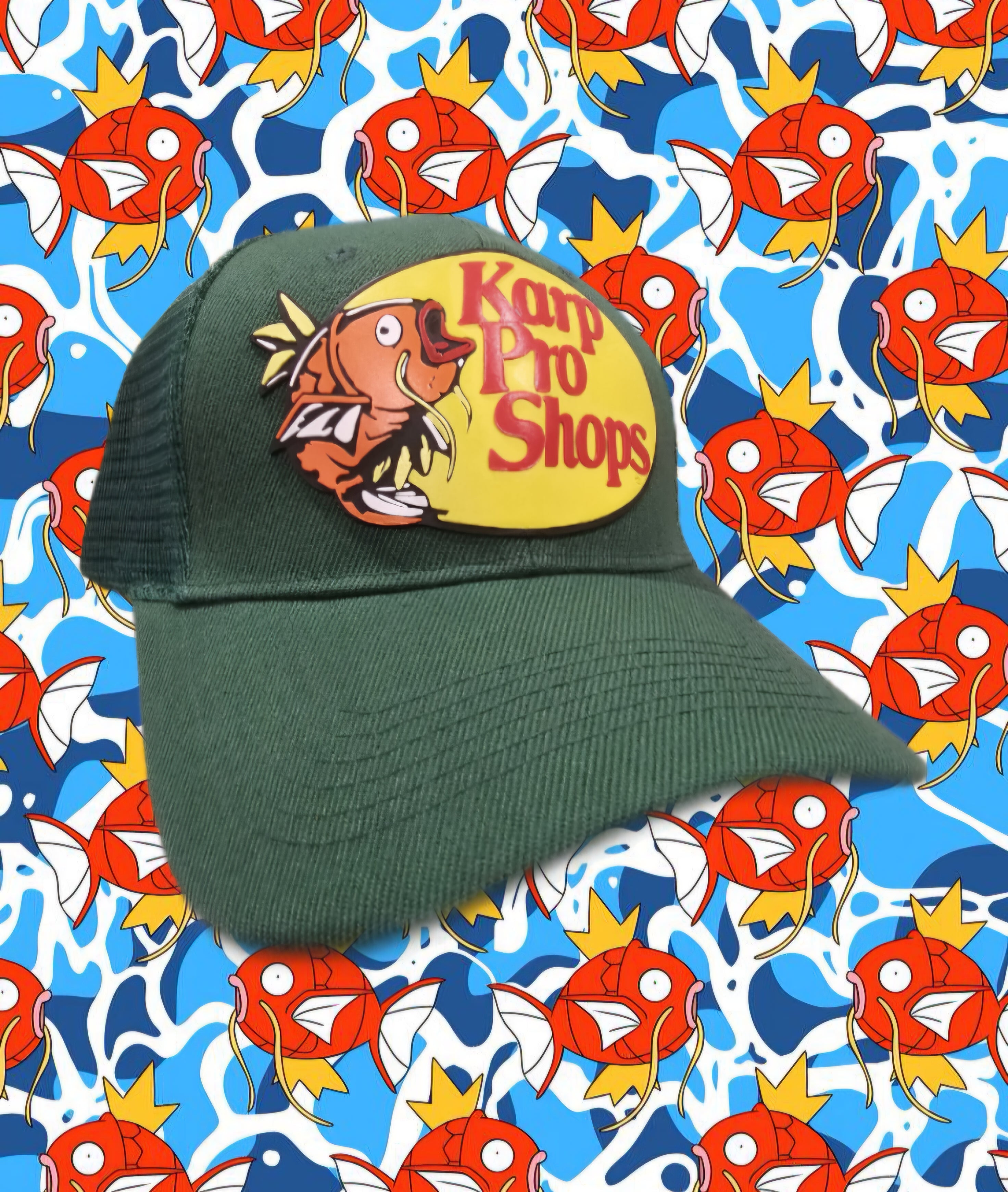 Pokémon "Karp Pro Shops" PVC Patch Trucker Hat.