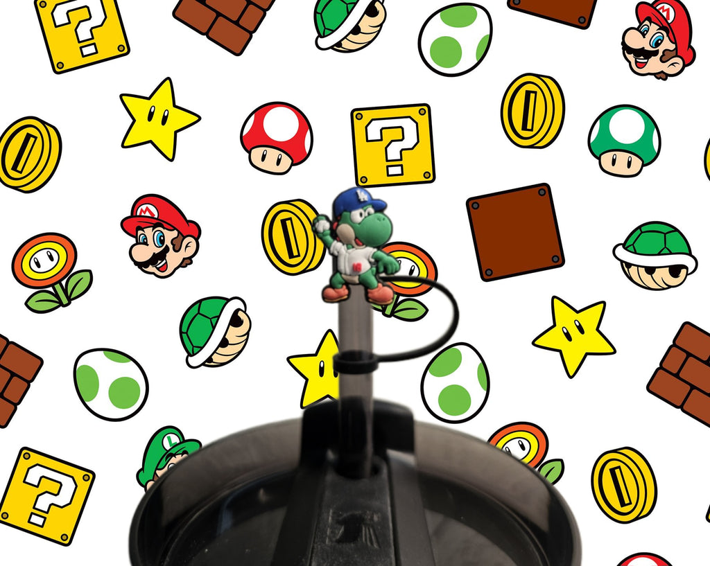 Los Angeles Dodgers Super Mario Yoshi Straw Topper. 10mm Straw Opening.