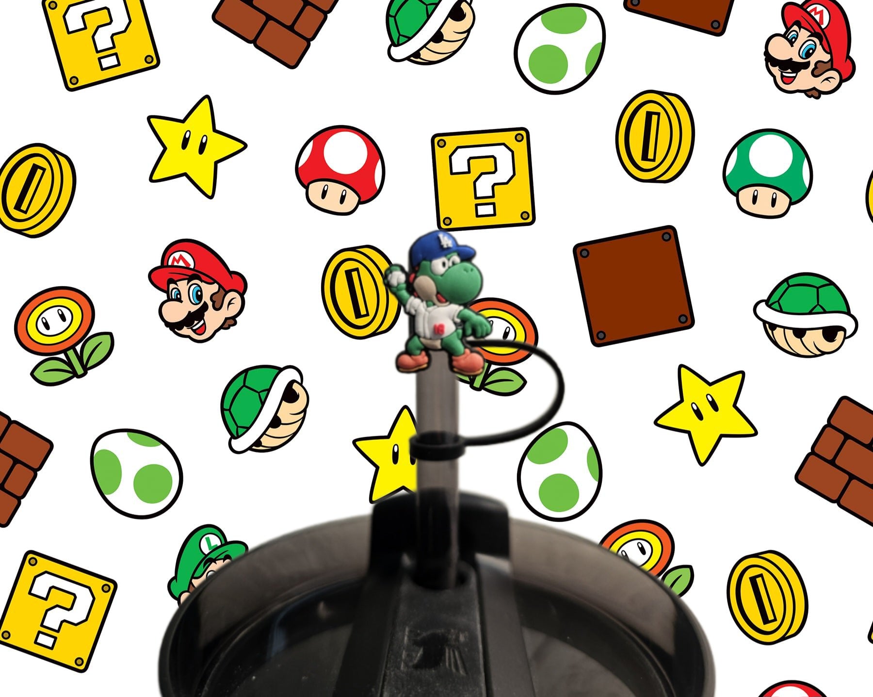 Los Angeles Dodgers Super Mario Yoshi Straw Topper. 10mm Straw Opening.